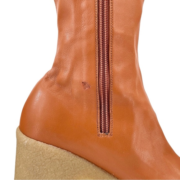 Stella McCartney Skyla Stretch Brown Vegan Leather Chunky Platform Ankle Boots - Picture 9 of 14